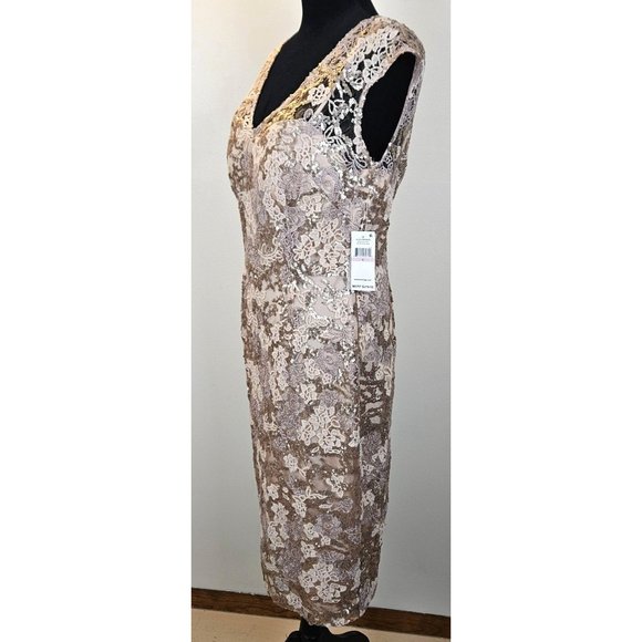 Alex Evenings Womens Elegant Pink Rose Sequined Zip Dress Party Wedding Size 6 - Picture 3 of 12